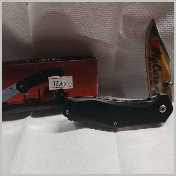 Spring Assist Tang Flipper Knife with AgCare logo