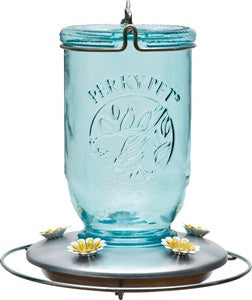Perky-Pet Blue Mason Jar Hummingbird Feeder - 32 oz