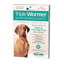 Dewormer Dog Triple Wormer 2 Tablets For Dogs 25# plus